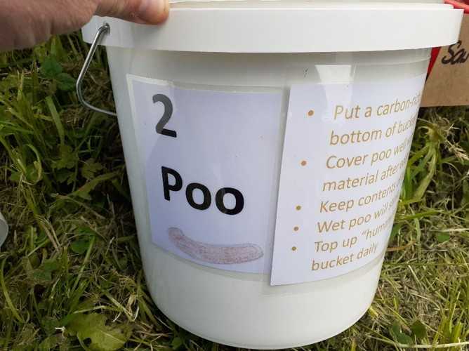 Example of labelling the poo bucket